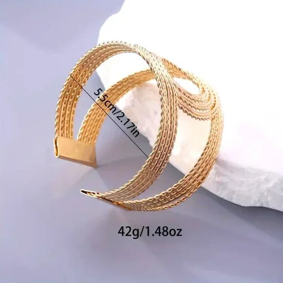 Bracelet Bangle Cuff Gold Egyptian Cleopatra Goddess Greek Twist Stylish Trendy - Picture 4 of 4